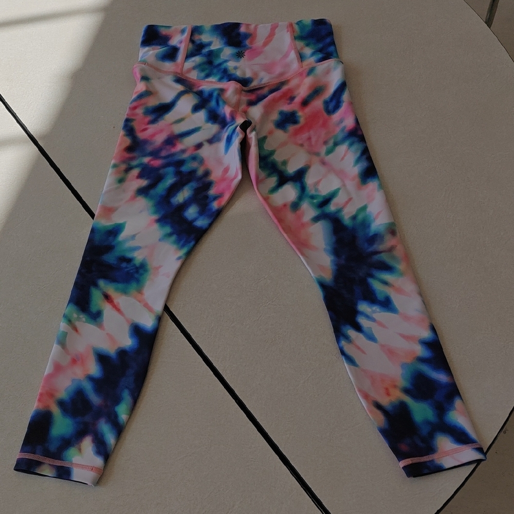 Athleta Tie-Dye Leggings — Pink, Blue & White - Picture 4 of 5